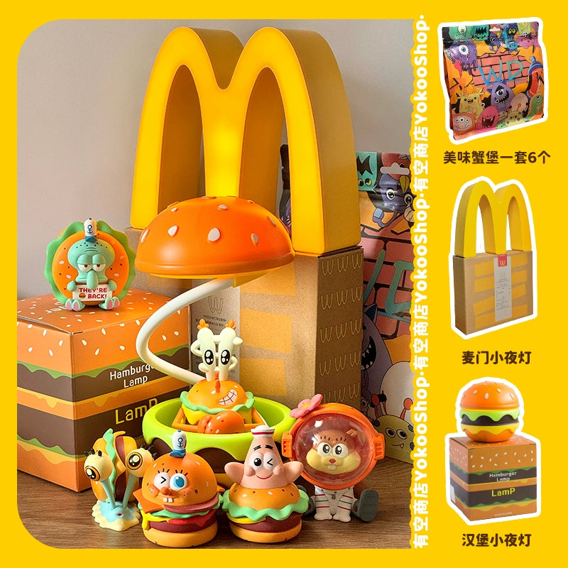 SpongeBob SquarePants Delicious Crab Burger Cartoon Cute Figure Toy Tabletop Ornament Decorative Gift