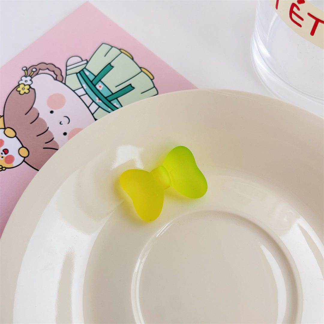 12pcs/ Acrylic Three-dimensional Two-color Rubber Bow DIY Handmade Cream Glue Accessories Mobile Phone Case Hairpin Accessories