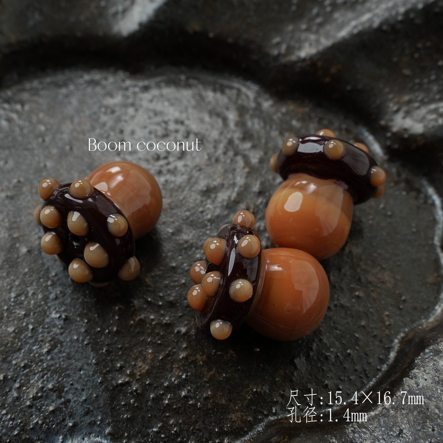 2pcs Handmade Glazed Mushroom Beads DIY Beaded Material-5821
