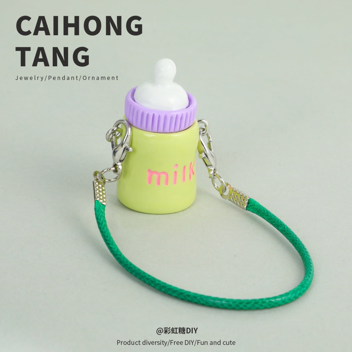 2pcs Cute Lanyard Bottle Resin Creative Cotton Keychain Pendant.