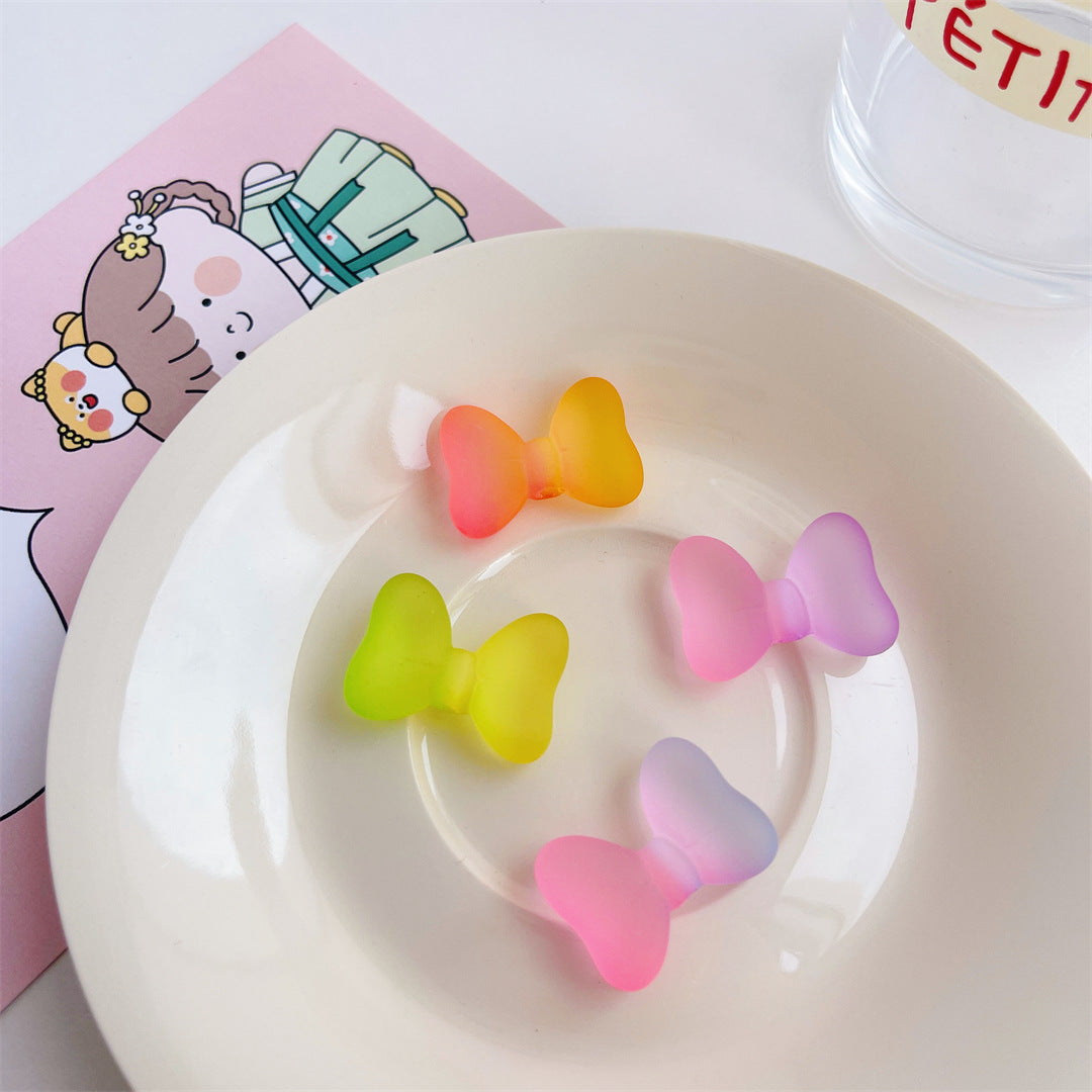12pcs/ Acrylic Three-dimensional Two-color Rubber Bow DIY Handmade Cream Glue Accessories Mobile Phone Case Hairpin Accessories