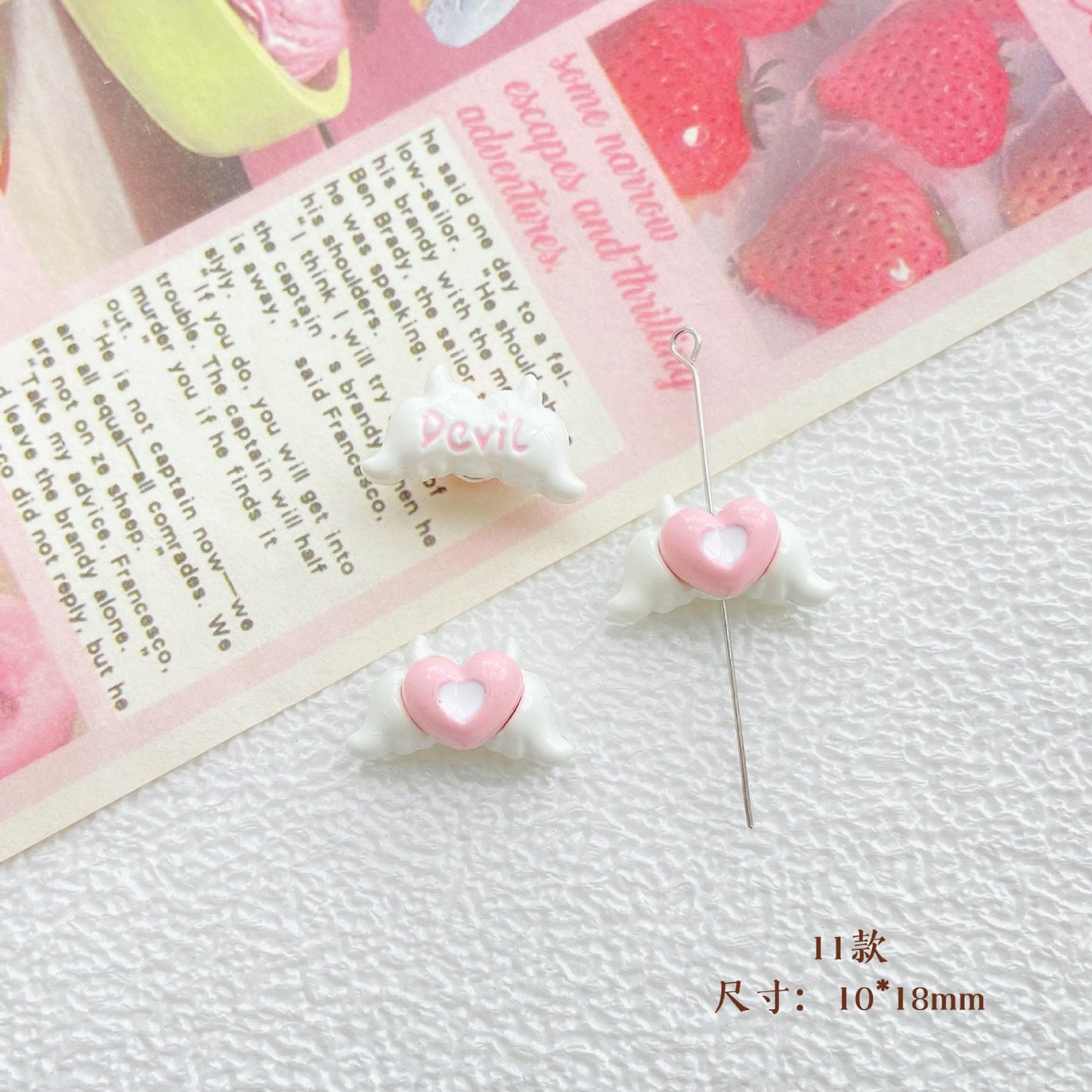 10Pcs Color Splicing Bow Alloy Letter Love Wings Kitten Gloves DIY Beaded Bracelet Mobile Phone Chain Material