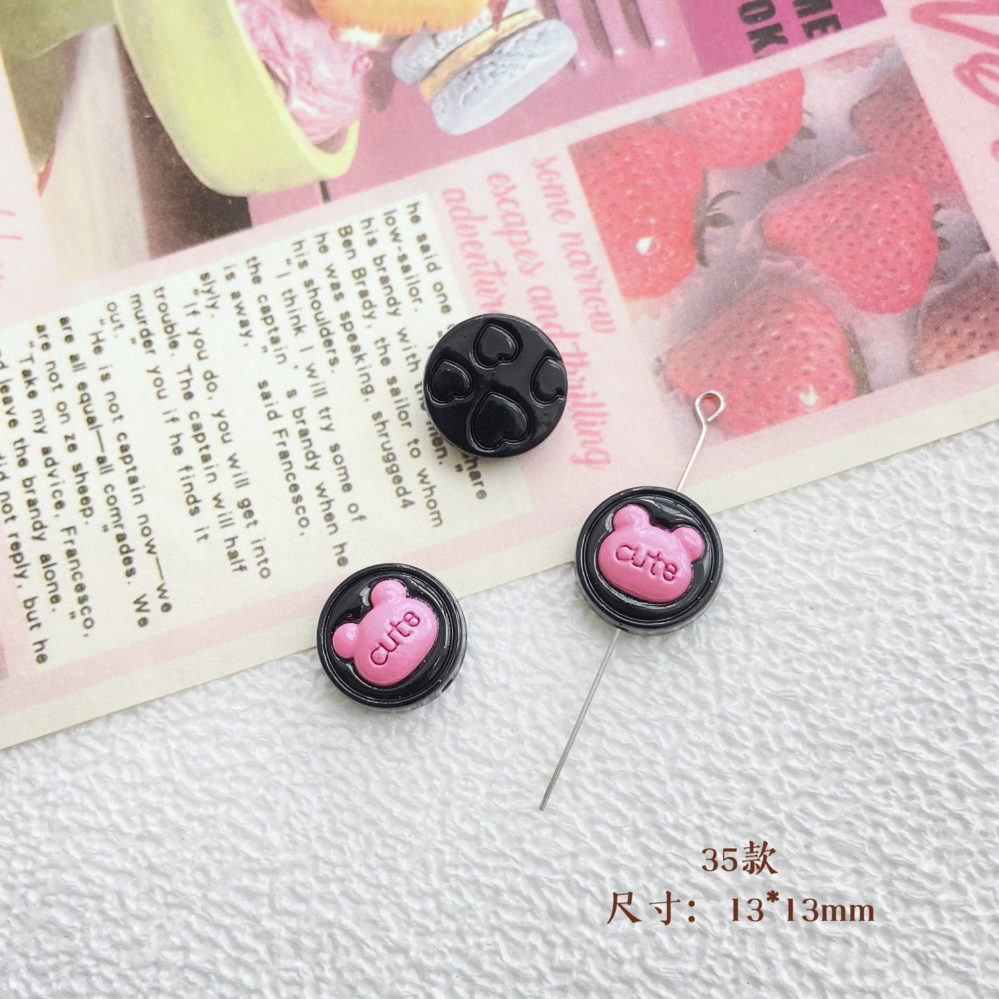 10Pcs Color Splicing Bow Alloy Letter Love Wings Kitten Gloves DIY Beaded Bracelet Mobile Phone Chain Material