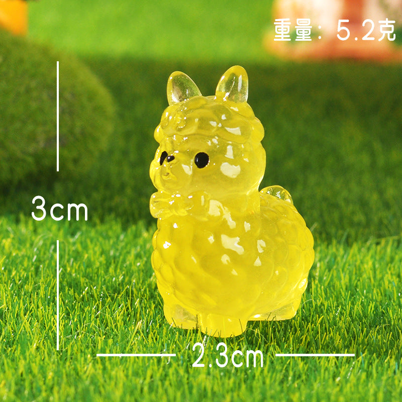 12pcs Cute Cartoon Alpaca Ornament Luminous Ornament