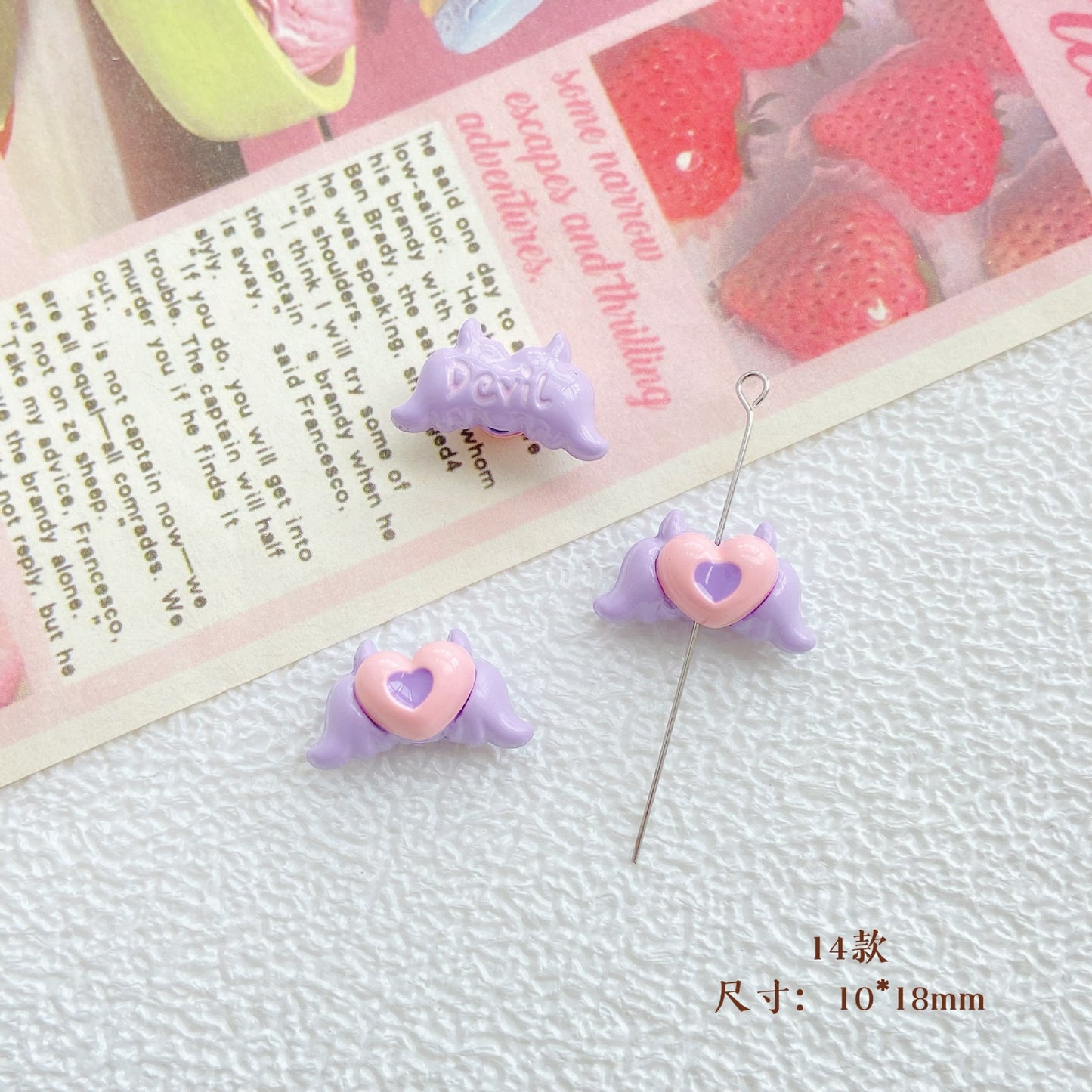 10Pcs Color Splicing Bow Alloy Letter Love Wings Kitten Gloves DIY Beaded Bracelet Mobile Phone Chain Material