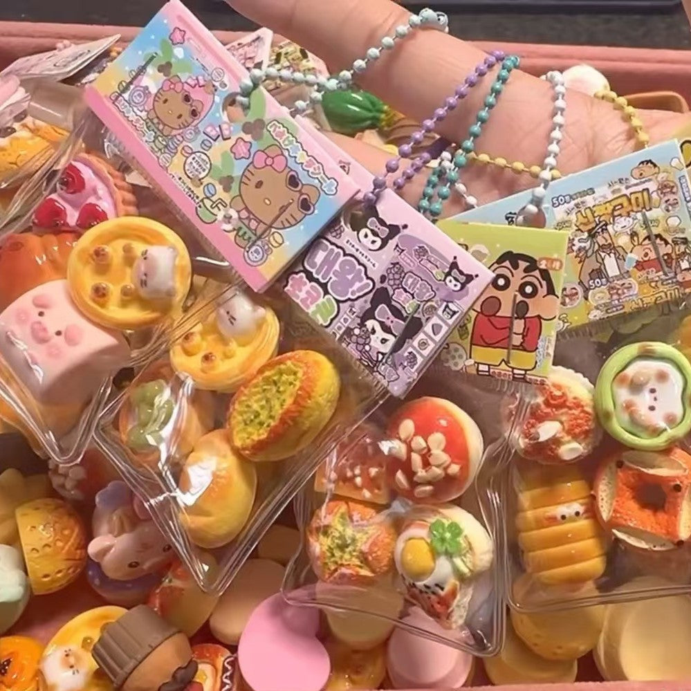 Creative bread food game pendant decompression cute mobile phone chain keychain