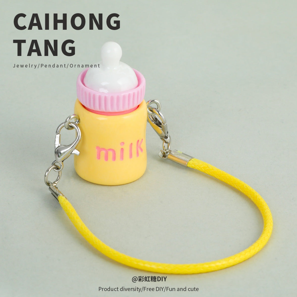 2pcs Cute Lanyard Bottle Resin Creative Cotton Keychain Pendant.