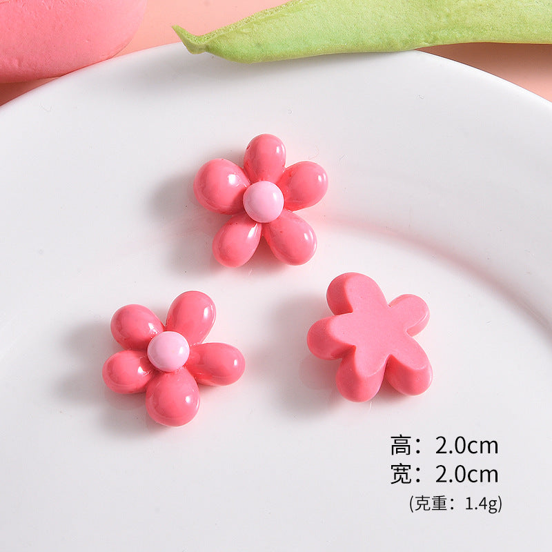 Sweet five-petal flower resin accessories, handmade DIY material