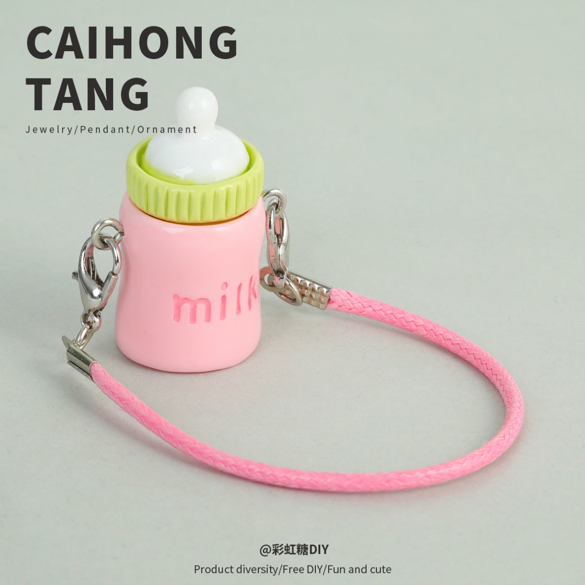2pcs Cute Lanyard Bottle Resin Creative Cotton Keychain Pendant.