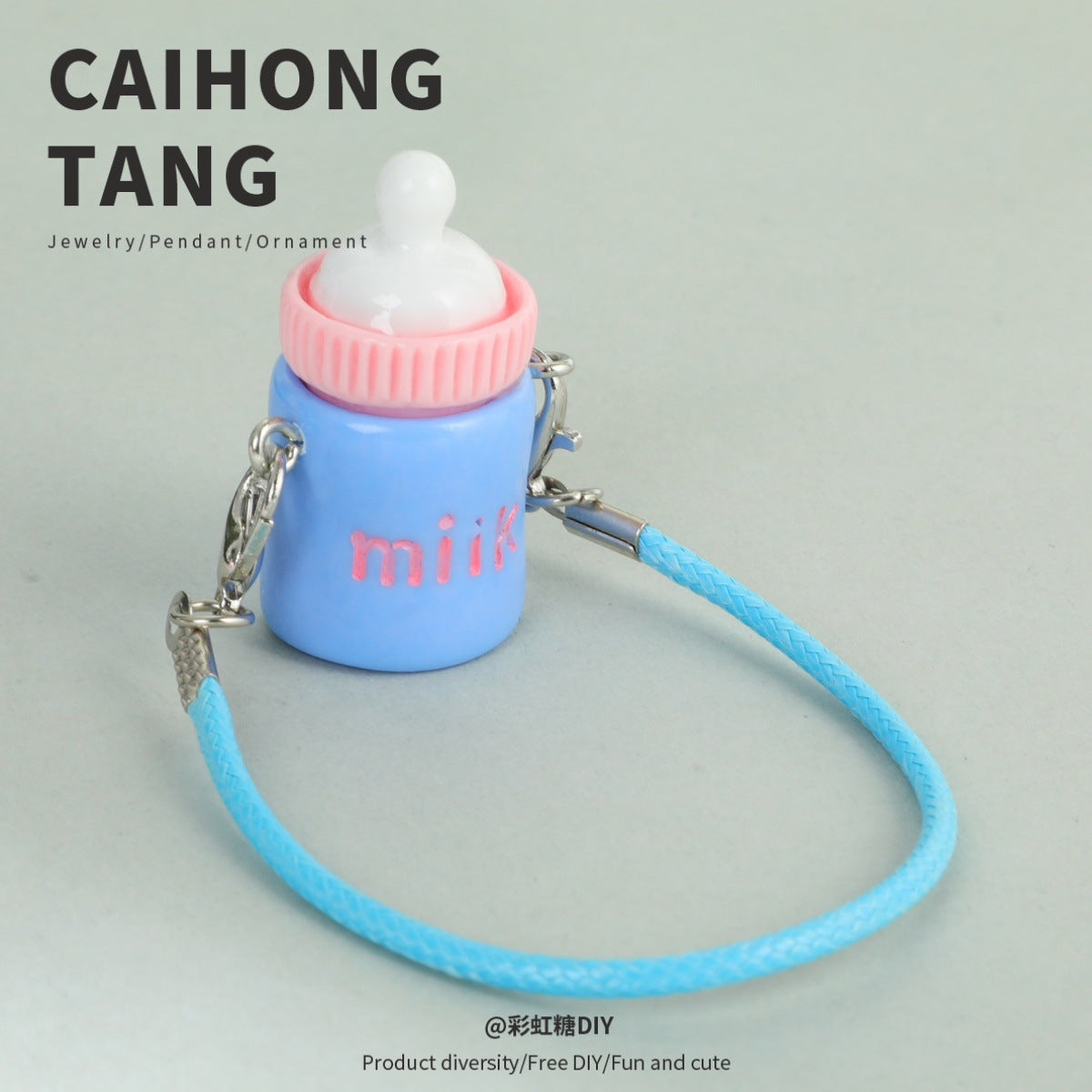 2pcs Cute Lanyard Bottle Resin Creative Cotton Keychain Pendant.