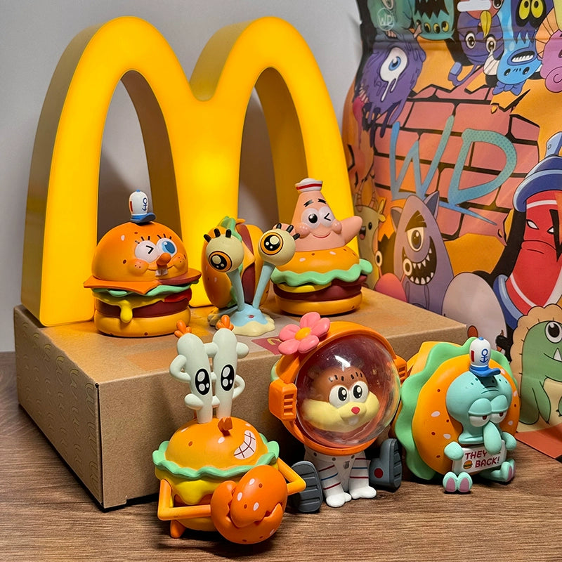 SpongeBob SquarePants Delicious Crab Burger Cartoon Cute Figure Toy Tabletop Ornament Decorative Gift