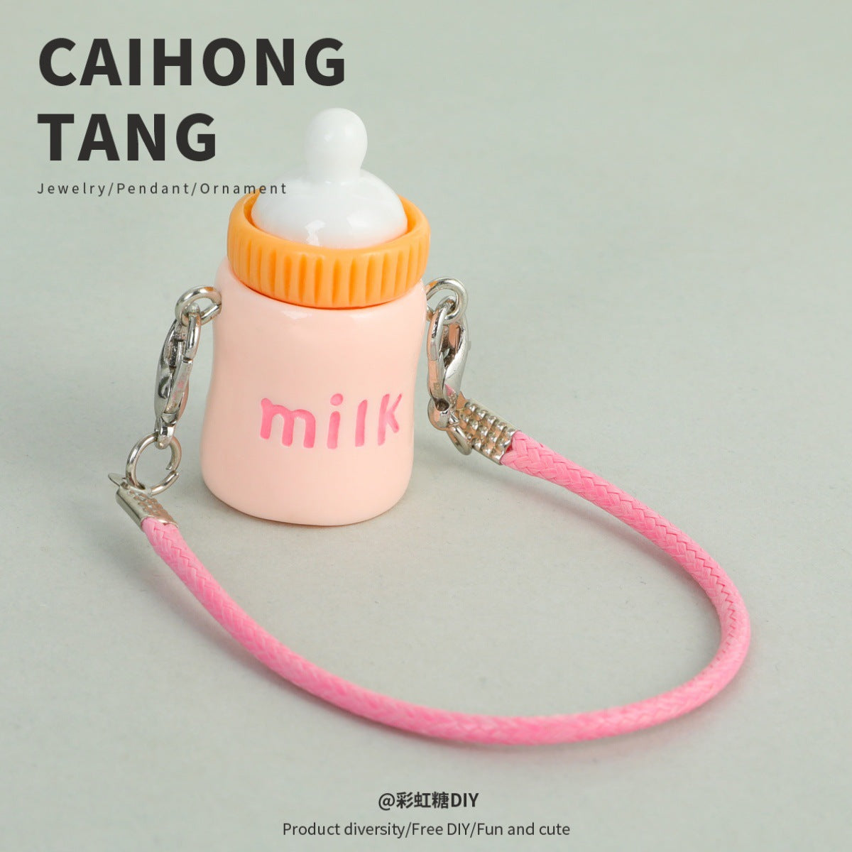 2pcs Cute Lanyard Bottle Resin Creative Cotton Keychain Pendant.