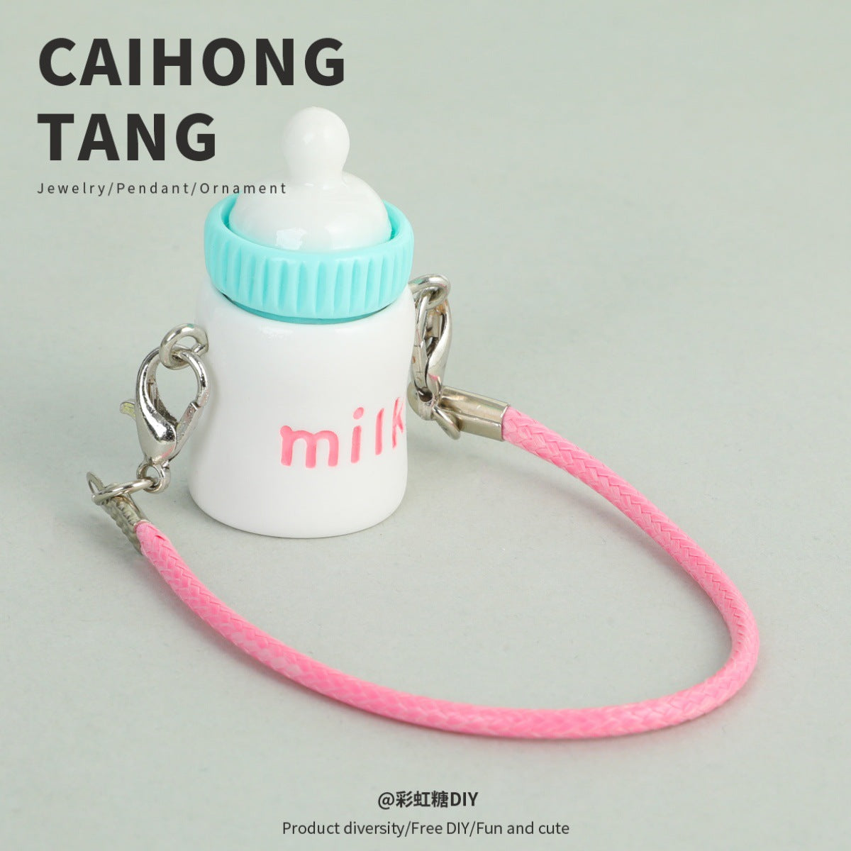 2pcs Cute Lanyard Bottle Resin Creative Cotton Keychain Pendant.