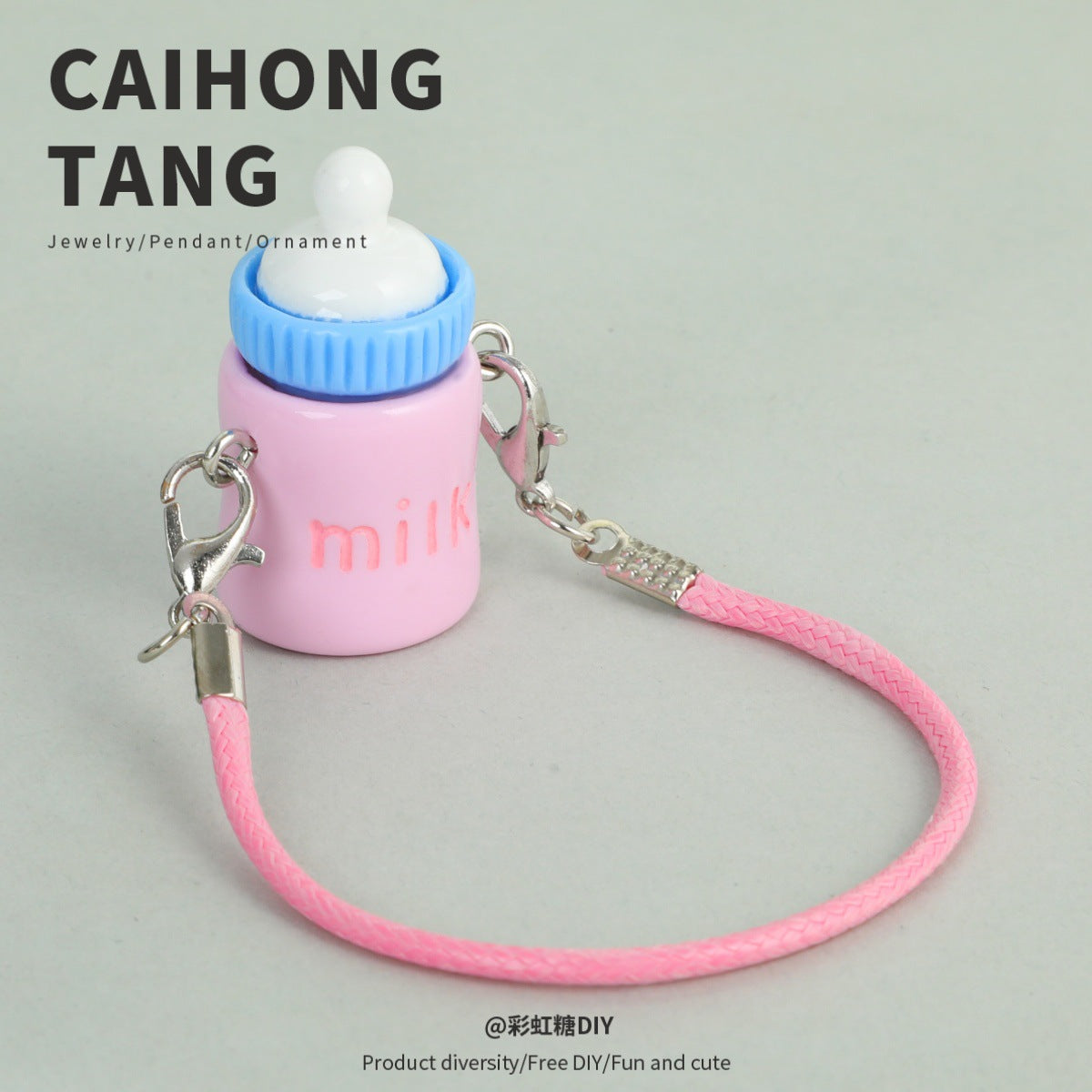2pcs Cute Lanyard Bottle Resin Creative Cotton Keychain Pendant.