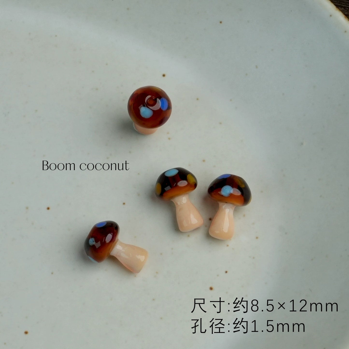 2pcs Handmade Glazed Mushroom Beads DIY Beaded Material-5821