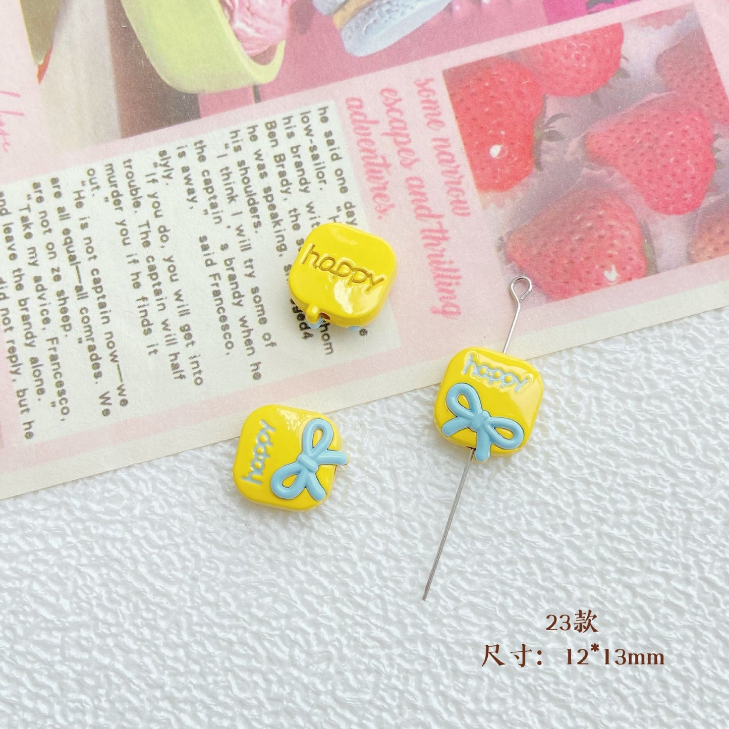 10Pcs Color Splicing Bow Alloy Letter Love Wings Kitten Gloves DIY Beaded Bracelet Mobile Phone Chain Material