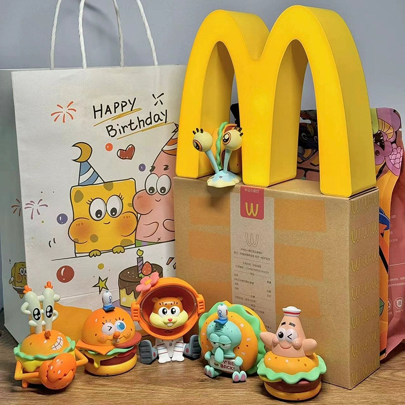 SpongeBob SquarePants Delicious Crab Burger Cartoon Cute Figure Toy Tabletop Ornament Decorative Gift