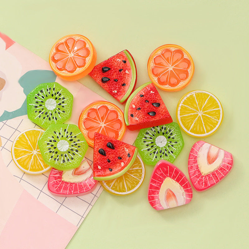Simulation Fruit Kiwi Fruit Watermelon Strawberry Slice DIY Cream Glue Hair Accessories Keychain Shoe Flower Resin Jewelry