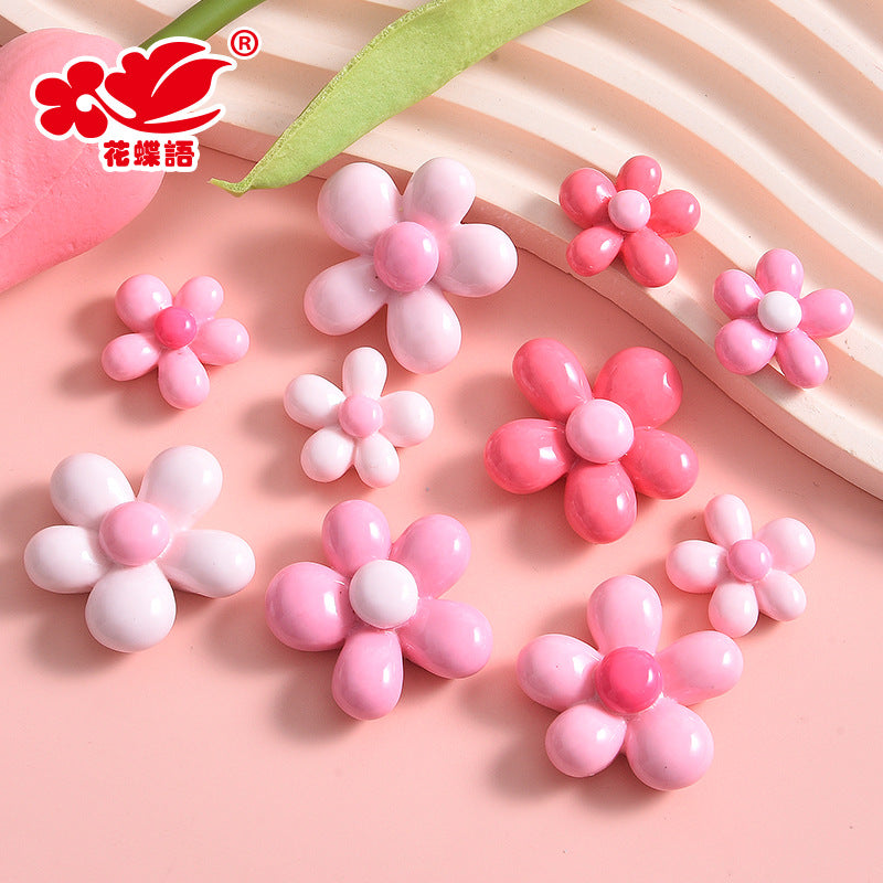 Sweet five-petal flower resin accessories, handmade DIY material