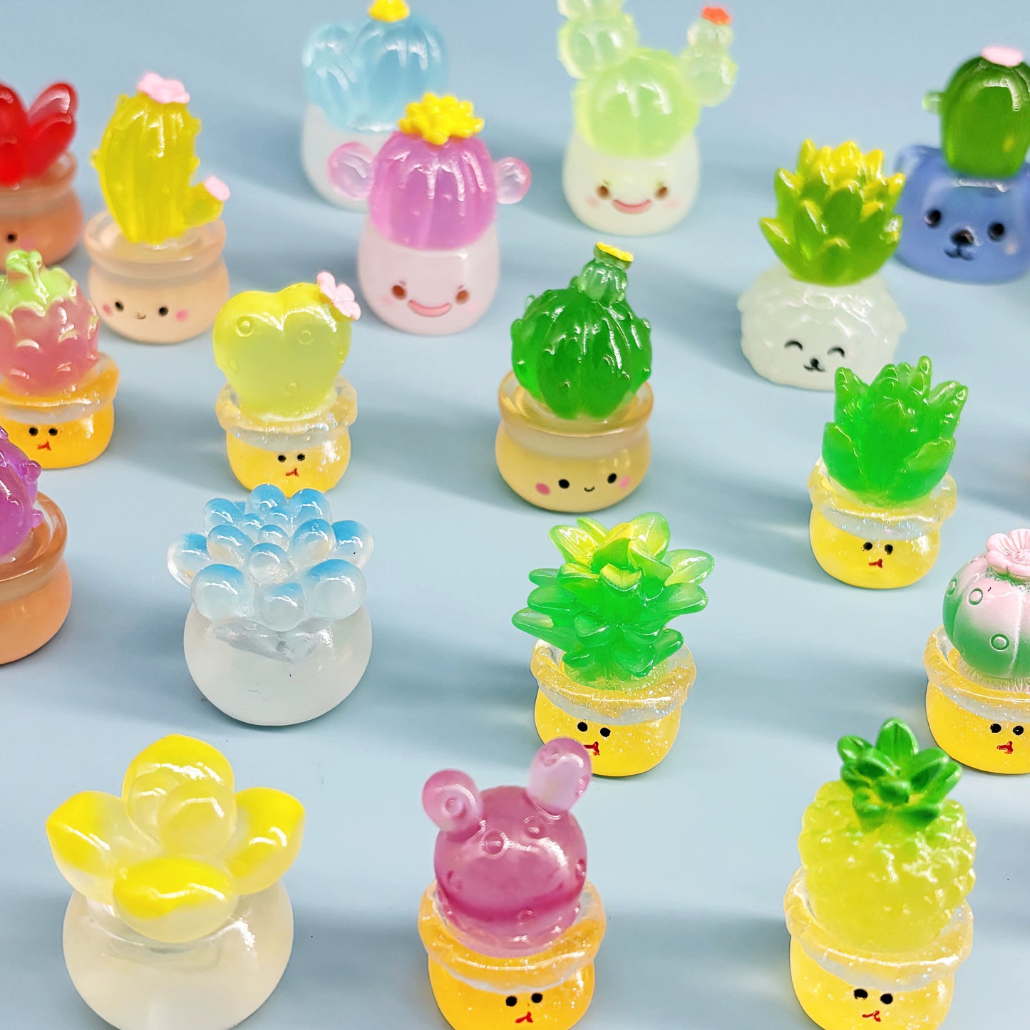 Mini luminous small plant cactus simulation potted miniature ornament