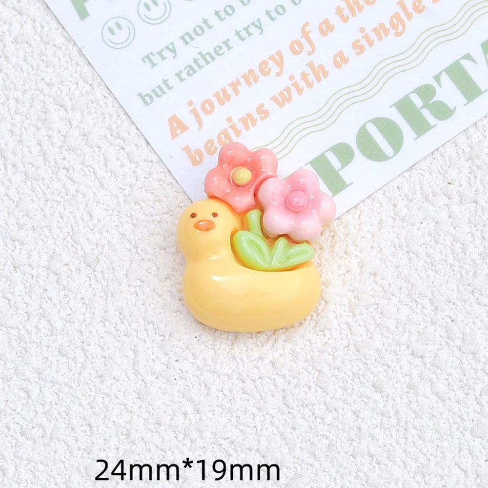 10PCS Shiny Animal Potted Plants Resin Flatback Cabochons For Hairpin Scrapbooking DIY Jewelry Craft Decoration Accessories