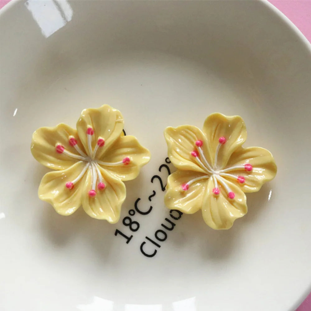 10PCS Shiny Peach Blossom Series Resin Flat Back Cabochons For Hairpin Scrapbooking DIY Jewelry Craft Decoration Accessories