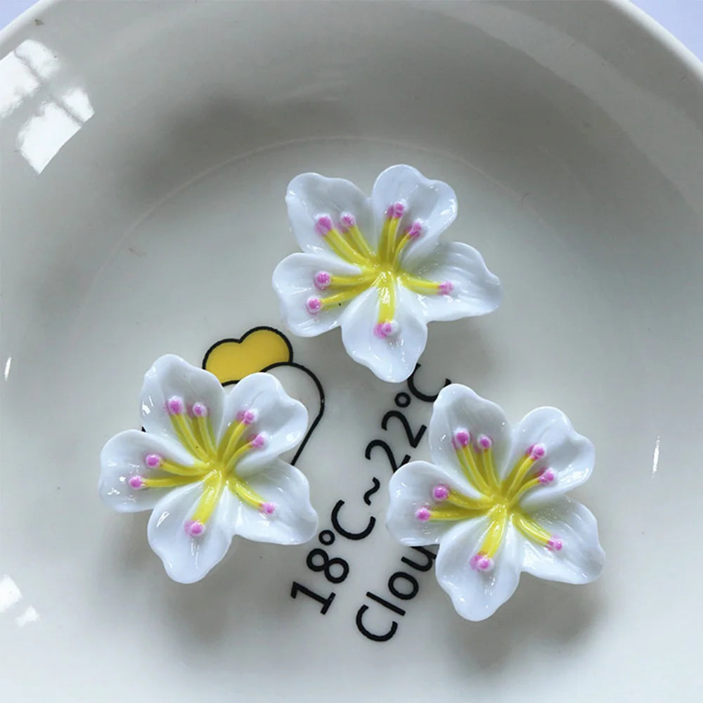 10PCS Shiny Peach Blossom Series Resin Flat Back Cabochons For Hairpin Scrapbooking DIY Jewelry Craft Decoration Accessories