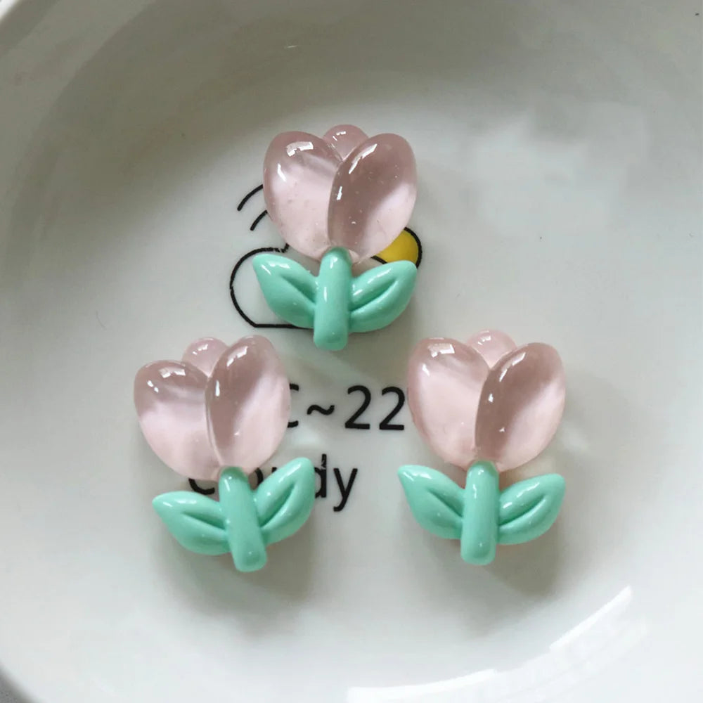 10PCS Clear Flower Series Resin Flatback Cabochons For Hairpin Phone Case Scrapbooking DIY Jewelry Craft Decoration Accessories