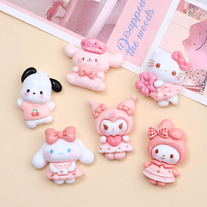 10PCS cartoon bright surface animal Hug Flower Cat Resin Flat Back Scrapbook Diy Jewelry hair clips Ornament Accessories A4