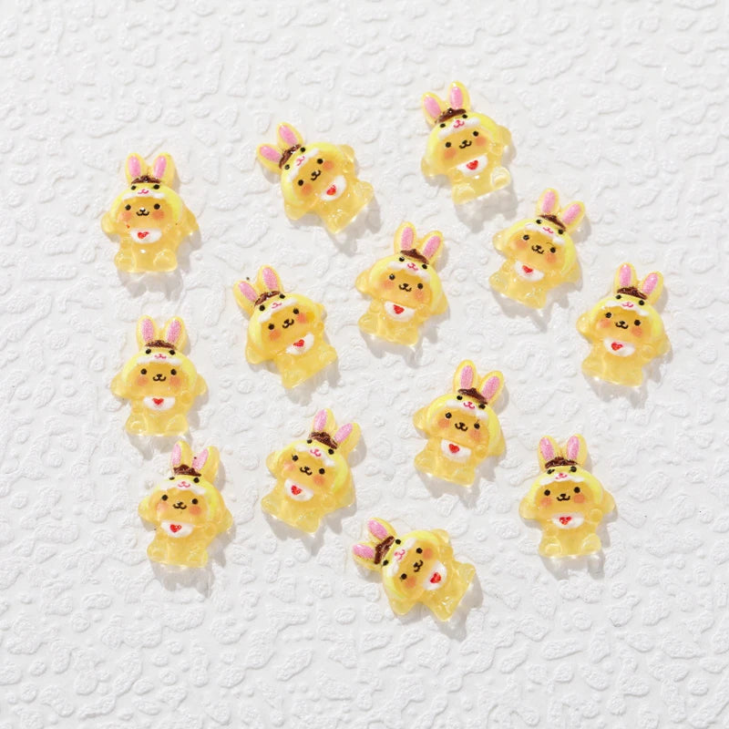 50 Pcs New 3D Mini Cartoon Puppy Little Rabbit lovely Resin Flat Back Scrapbook DIY Nail decoration component holiday gifts