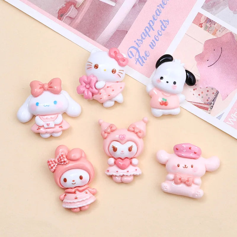 10PCS cartoon bright surface animal Hug Flower Cat Resin Flat Back Scrapbook Diy Jewelry hair clips Ornament Accessories A4