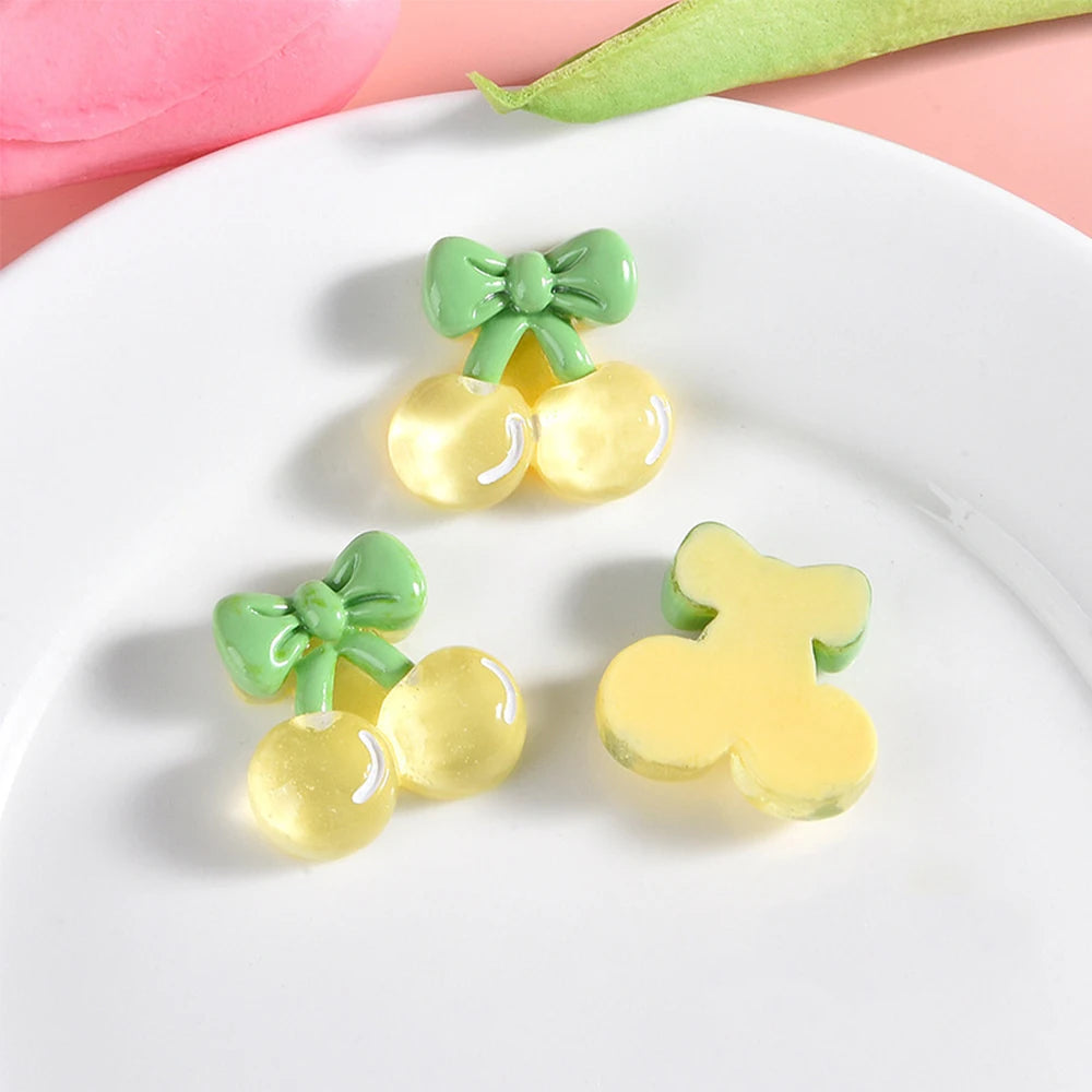 10PCS Clear Cherry Blossom Cherry Resin Flat Back Cabochons For Hairpin Scrapbooking DIY Jewelry Craft Decoration Accessories