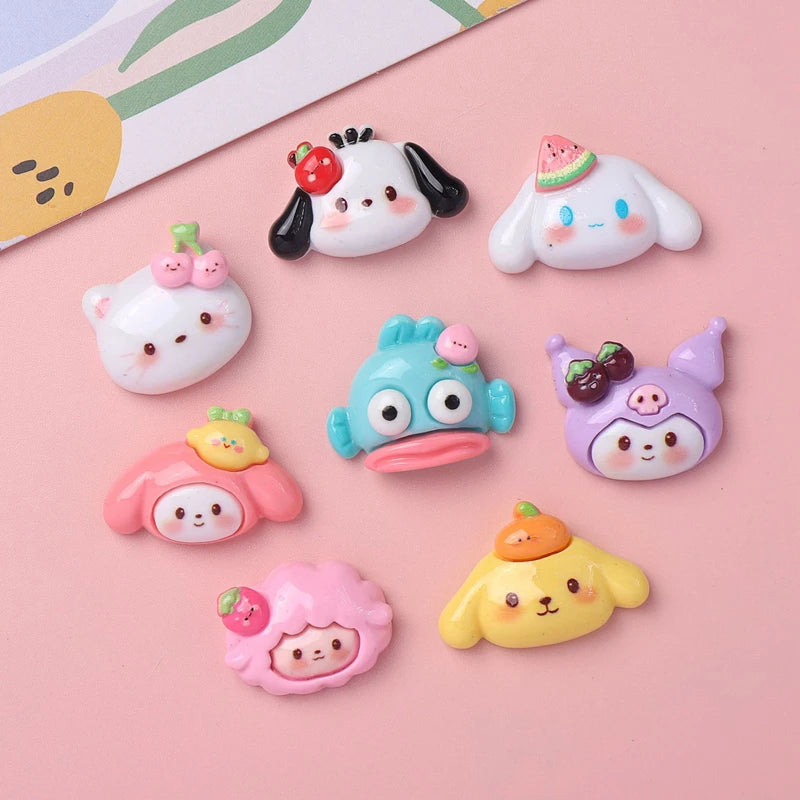 10 Pcs New Kawaii Cartoon Kitten, Puppy, Rabbit Resin Flat Back Scrapbook Figurine DIY Bow Decor Accessories Crafts A9