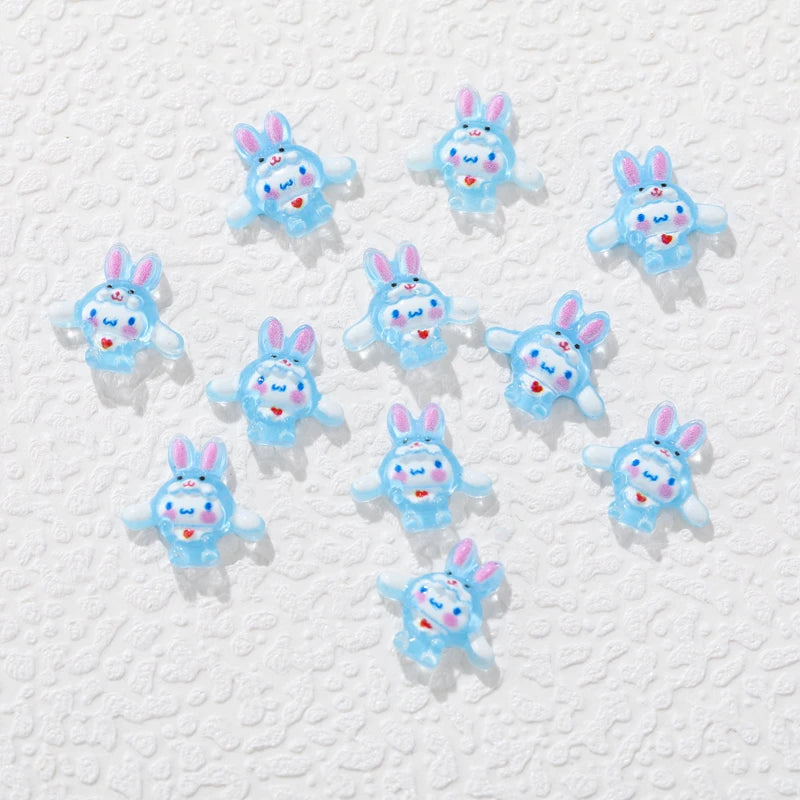 50 Pcs New 3D Mini Cartoon Puppy Little Rabbit lovely Resin Flat Back Scrapbook DIY Nail decoration component holiday gifts