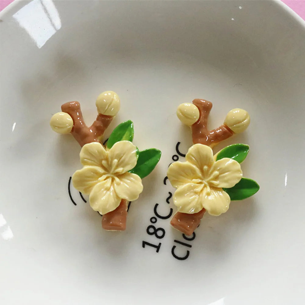 10PCS Shiny Peach Blossom Series Resin Flat Back Cabochons For Hairpin Scrapbooking DIY Jewelry Craft Decoration Accessories