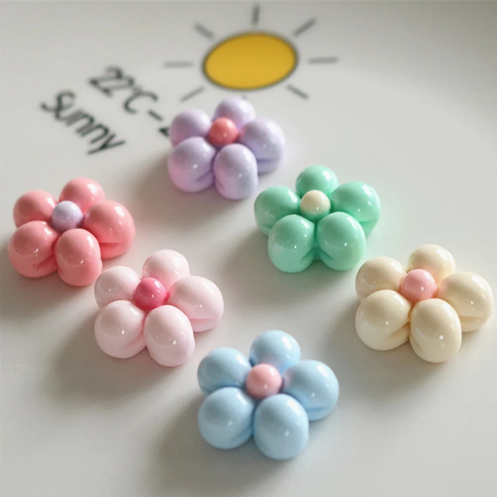 10PCS Shiny Balloon Flower Resin Flat Back Cabochons For Hairpin Scrapbooking DIY Jewelry Craft Decoration Accessories
