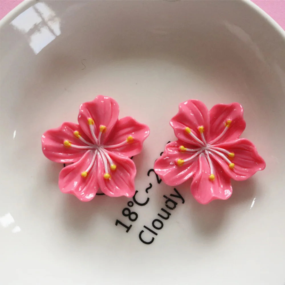 10PCS Shiny Peach Blossom Series Resin Flat Back Cabochons For Hairpin Scrapbooking DIY Jewelry Craft Decoration Accessories