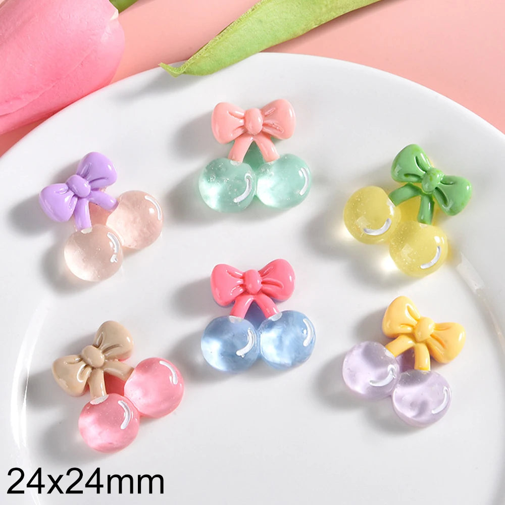 10PCS Clear Cherry Blossom Cherry Resin Flat Back Cabochons For Hairpin Scrapbooking DIY Jewelry Craft Decoration Accessories