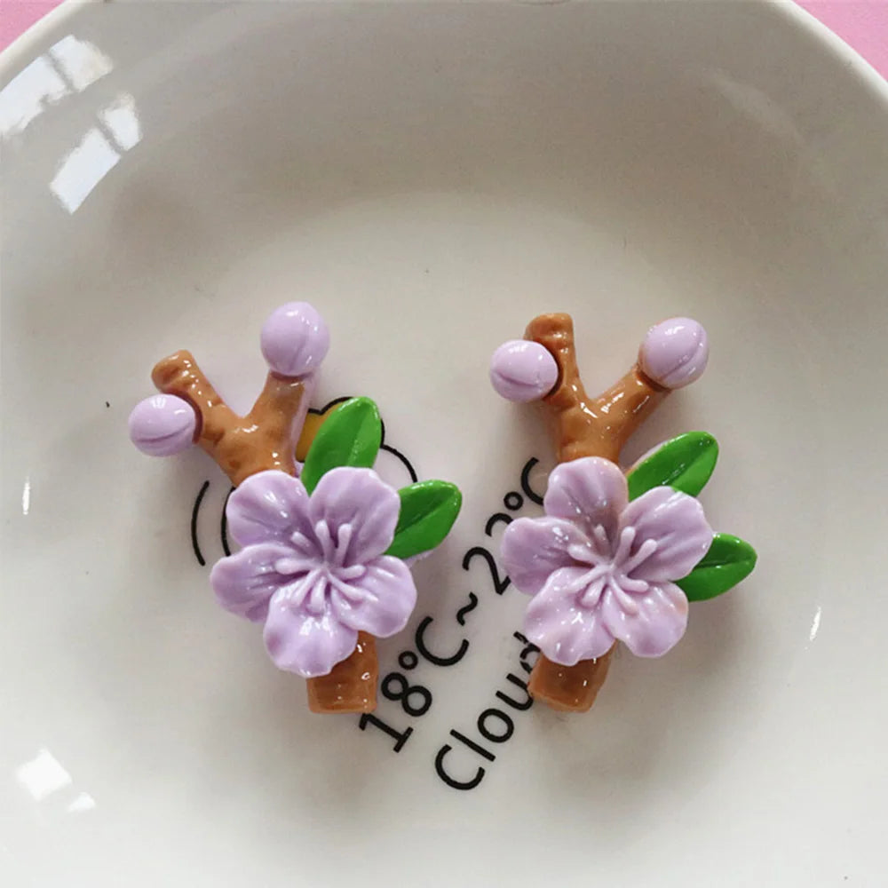 10PCS Shiny Peach Blossom Series Resin Flat Back Cabochons For Hairpin Scrapbooking DIY Jewelry Craft Decoration Accessories