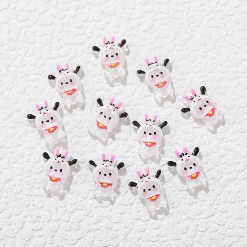 50 Pcs New 3D Mini Cartoon Puppy Little Rabbit lovely Resin Flat Back Scrapbook DIY Nail decoration component holiday gifts