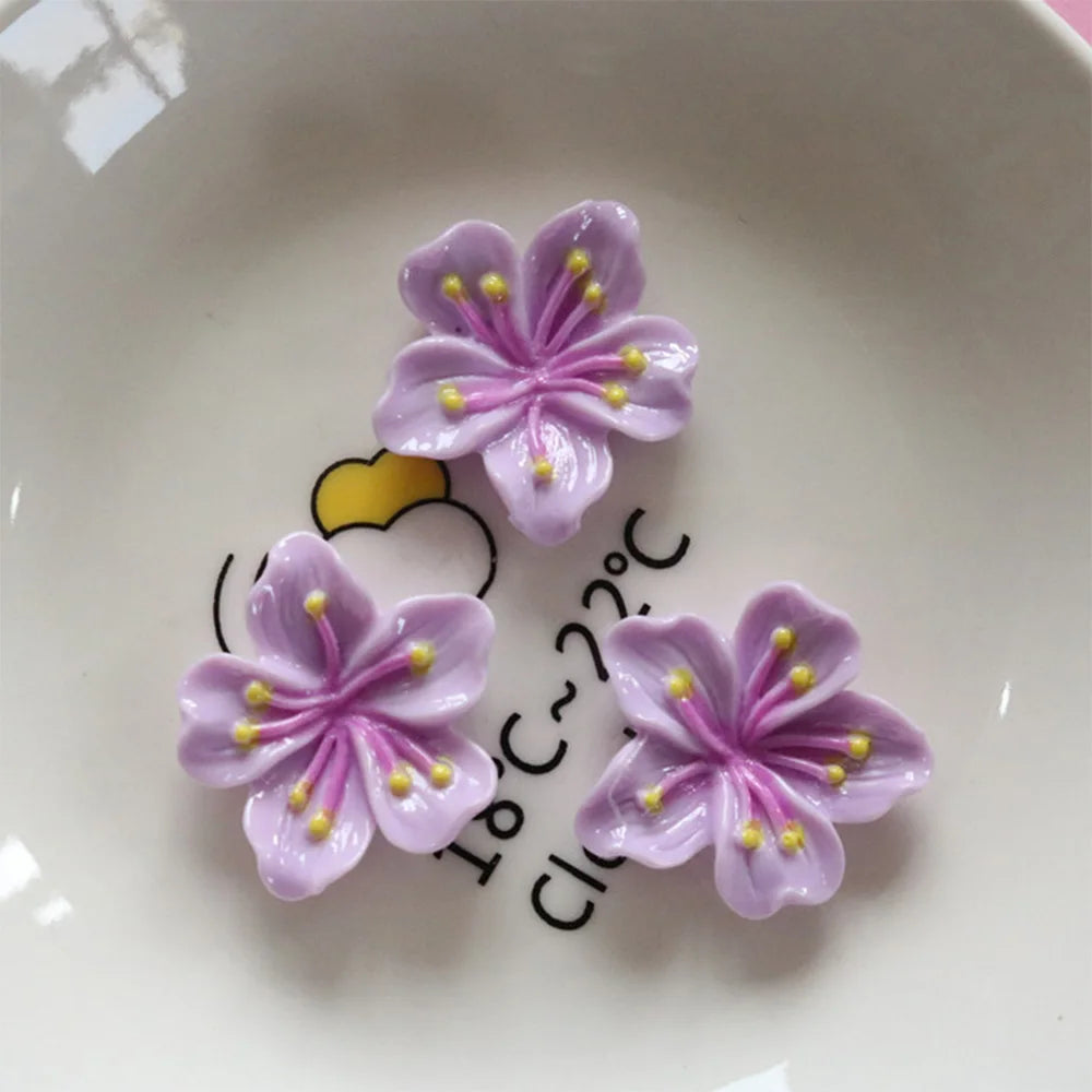 10PCS Shiny Peach Blossom Series Resin Flat Back Cabochons For Hairpin Scrapbooking DIY Jewelry Craft Decoration Accessories