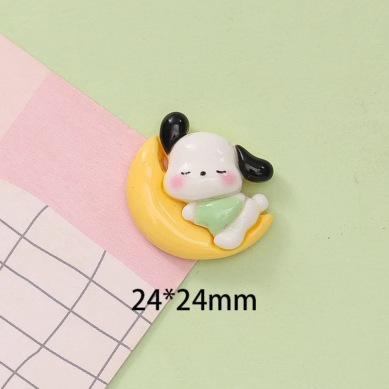 10 Pcs New Kawaii Cartoon Cute Moon Dog Series Resin Scrapbook Diy Jewelry Party Children Gift Hairpin Accessories A24