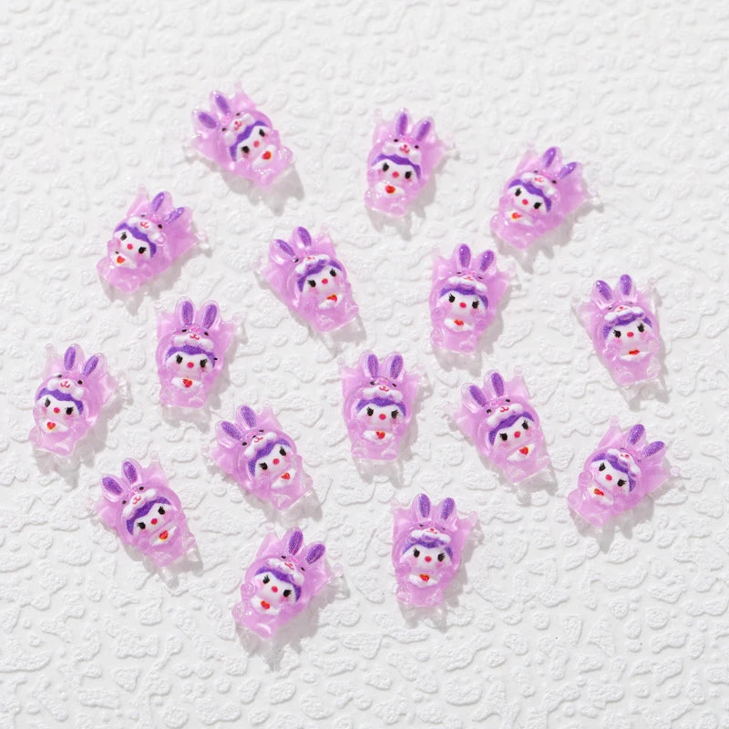 50 Pcs New 3D Mini Cartoon Puppy Little Rabbit lovely Resin Flat Back Scrapbook DIY Nail decoration component holiday gifts