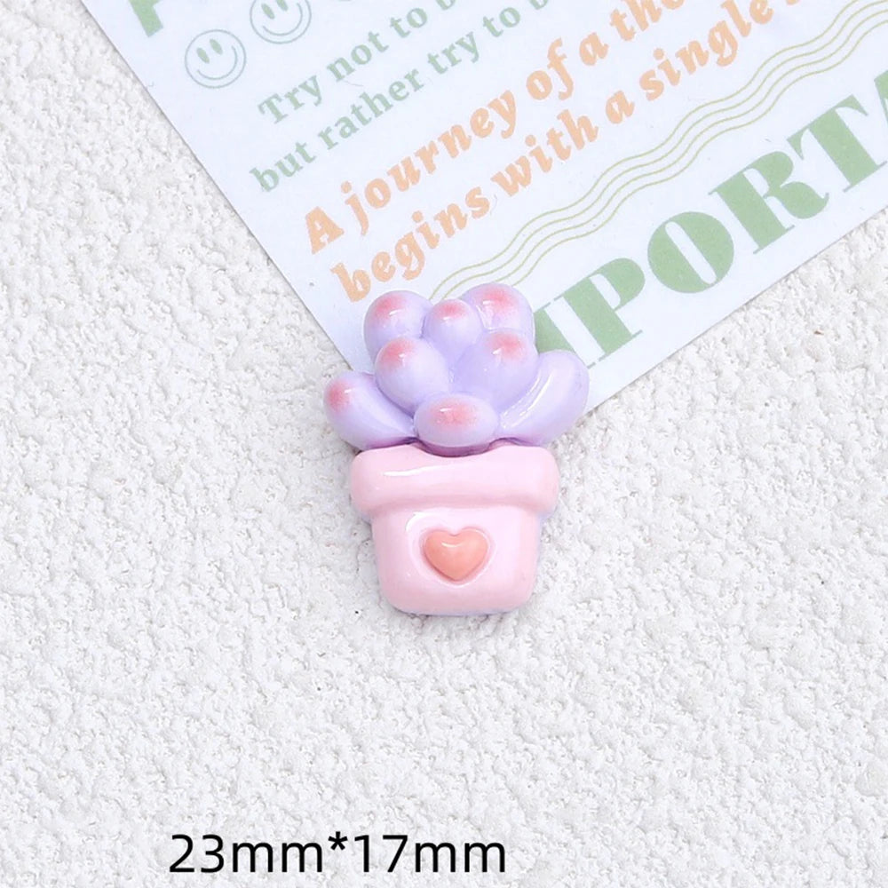 10PCS Shiny Animal Potted Plants Resin Flatback Cabochons For Hairpin Scrapbooking DIY Jewelry Craft Decoration Accessories