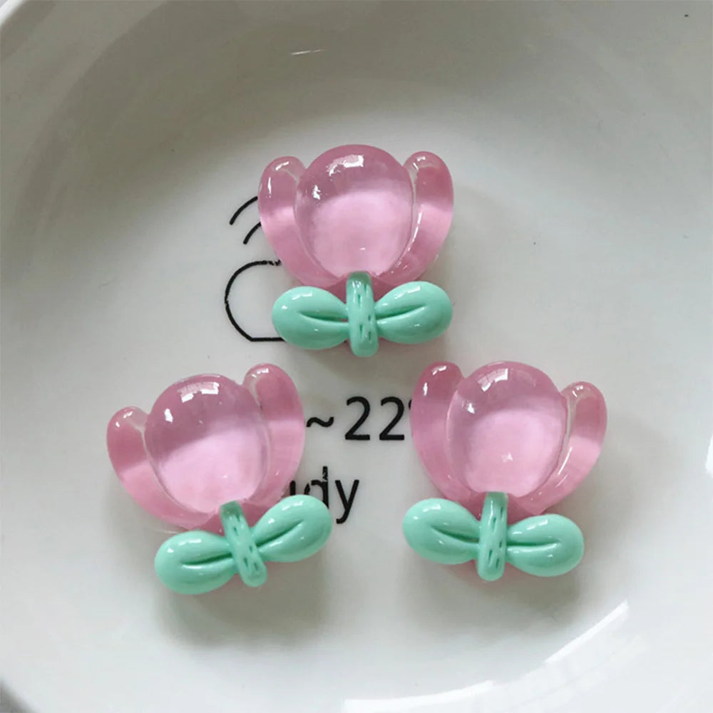 10PCS Clear Flower Series Resin Flatback Cabochons For Hairpin Phone Case Scrapbooking DIY Jewelry Craft Decoration Accessories
