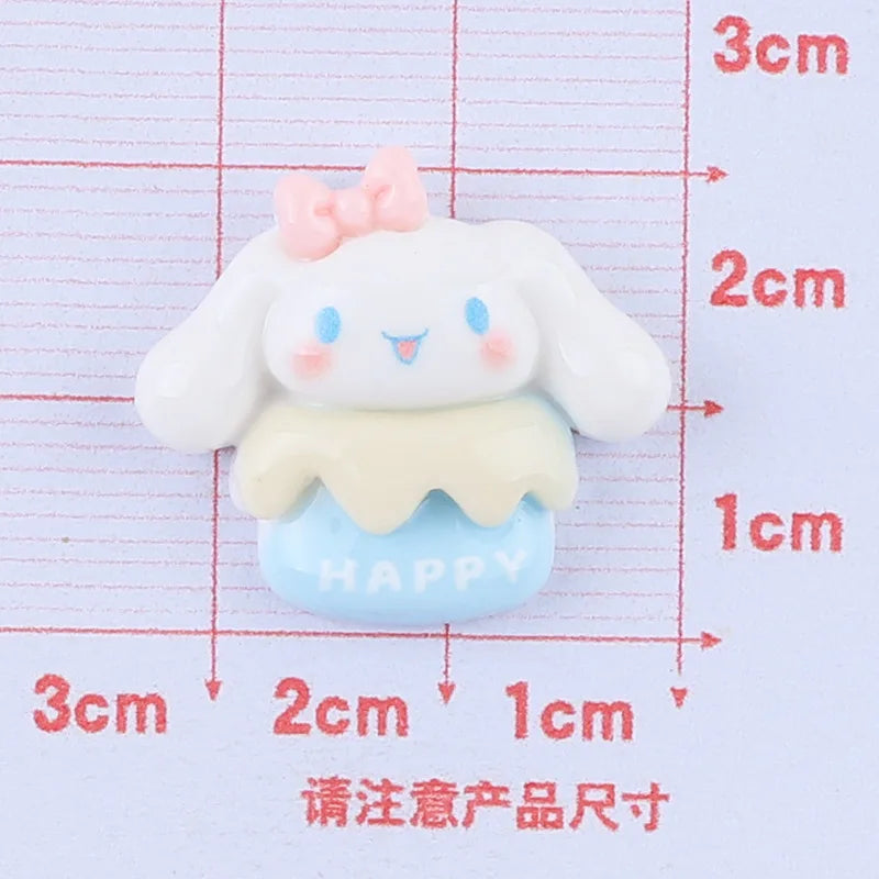 10 Pcs New Mini Kawaii Cartoon Big Eared Dog, Peach Heart Series Resin Scrapbook Diy Miniature Ornament Accessories A27