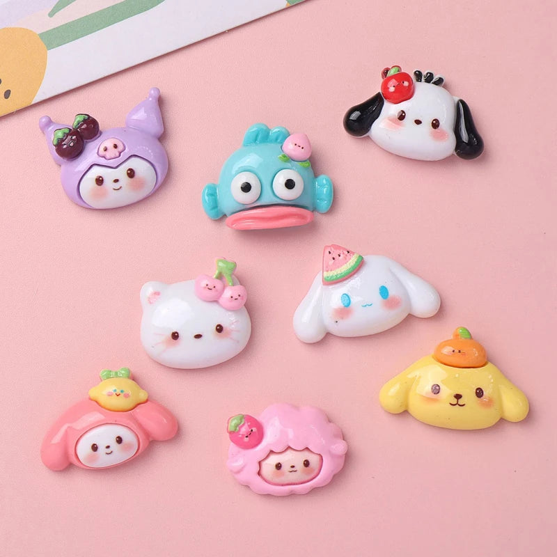 10 Pcs New Kawaii Cartoon Kitten, Puppy, Rabbit Resin Flat Back Scrapbook Figurine DIY Bow Decor Accessories Crafts A9
