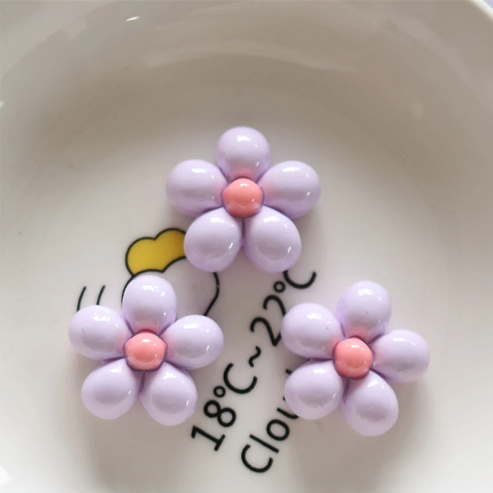 10PCS Shiny Balloon Flower Resin Flat Back Cabochons For Hairpin Scrapbooking DIY Jewelry Craft Decoration Accessories