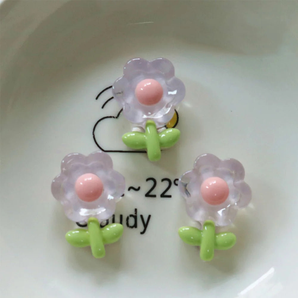 10PCS Clear Flower Series Resin Flatback Cabochons For Hairpin Phone Case Scrapbooking DIY Jewelry Craft Decoration Accessories