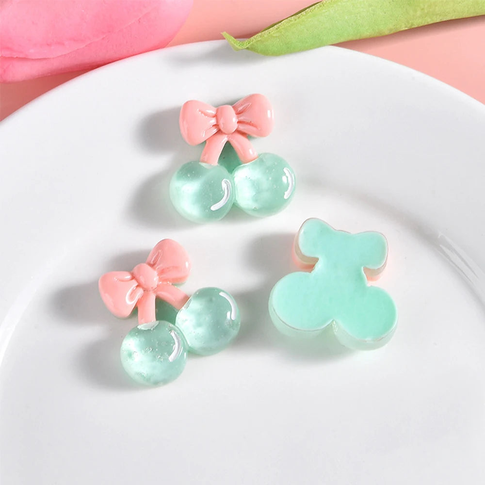 10PCS Clear Cherry Blossom Cherry Resin Flat Back Cabochons For Hairpin Scrapbooking DIY Jewelry Craft Decoration Accessories
